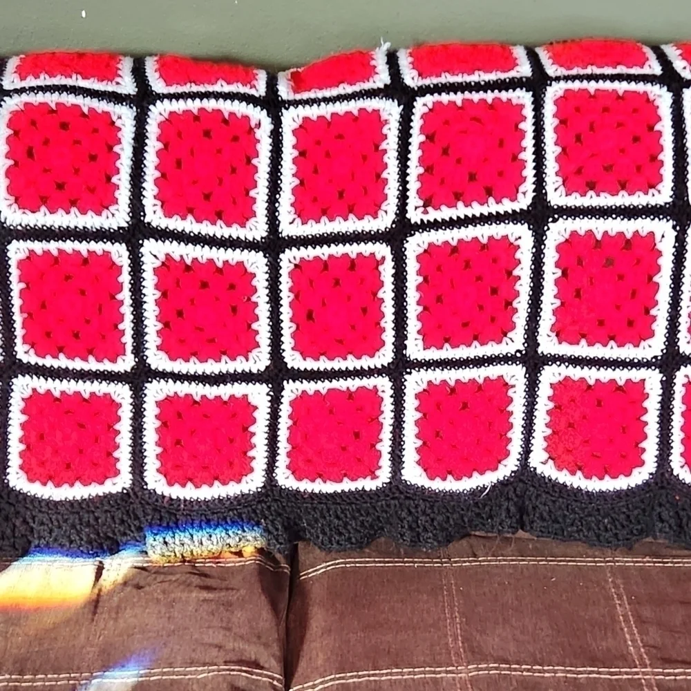 Vintage Granny Square Crochet Couch Blanket